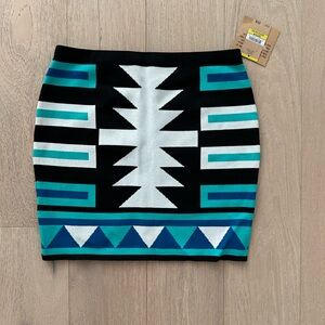 Rachel Rachel Roy teal blue geometric print mini skirt